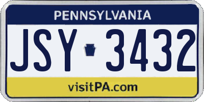 PA license plate JSY3432