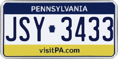 PA license plate JSY3433