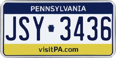 PA license plate JSY3436