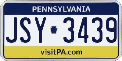 PA license plate JSY3439