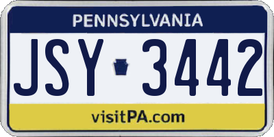 PA license plate JSY3442