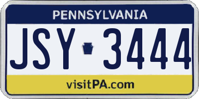PA license plate JSY3444