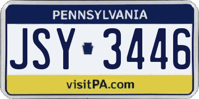 PA license plate JSY3446