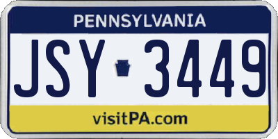 PA license plate JSY3449