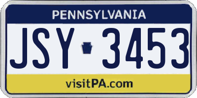 PA license plate JSY3453