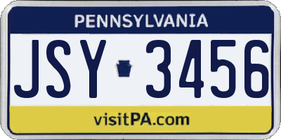 PA license plate JSY3456