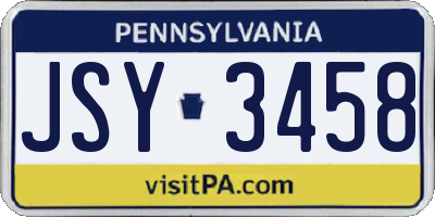 PA license plate JSY3458