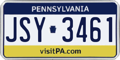 PA license plate JSY3461