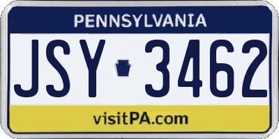 PA license plate JSY3462