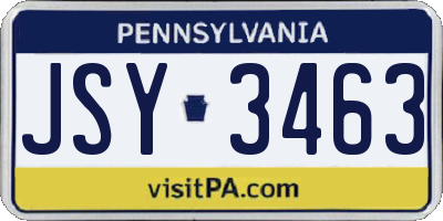 PA license plate JSY3463