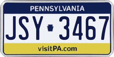 PA license plate JSY3467