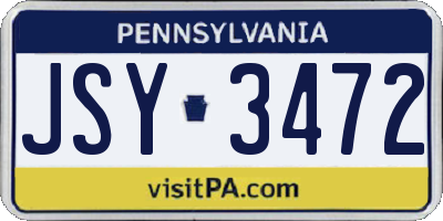 PA license plate JSY3472