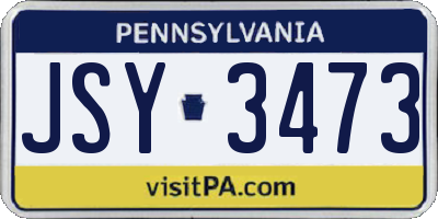 PA license plate JSY3473