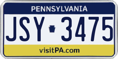 PA license plate JSY3475