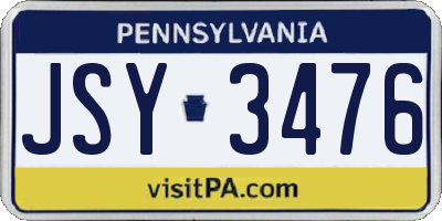 PA license plate JSY3476