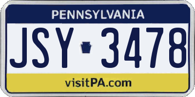 PA license plate JSY3478
