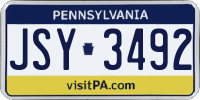PA license plate JSY3492