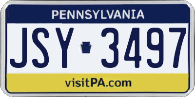 PA license plate JSY3497