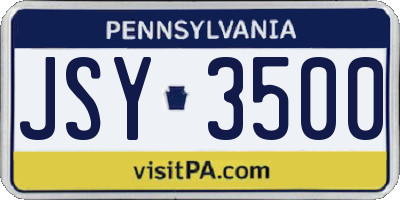 PA license plate JSY3500