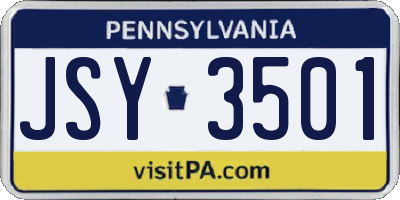 PA license plate JSY3501