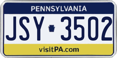 PA license plate JSY3502