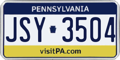 PA license plate JSY3504
