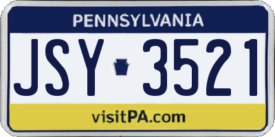 PA license plate JSY3521