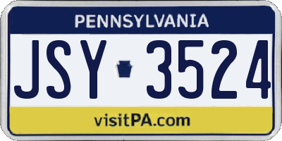 PA license plate JSY3524