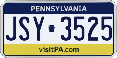 PA license plate JSY3525
