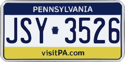 PA license plate JSY3526