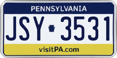 PA license plate JSY3531
