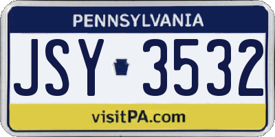 PA license plate JSY3532