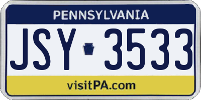 PA license plate JSY3533