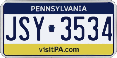 PA license plate JSY3534