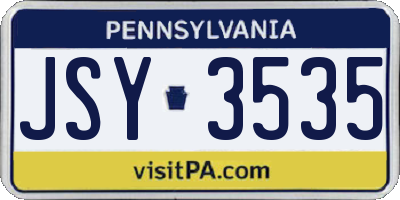 PA license plate JSY3535