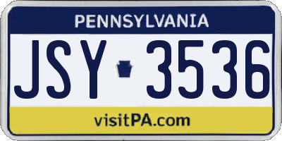PA license plate JSY3536