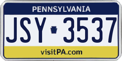 PA license plate JSY3537