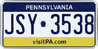PA license plate JSY3538
