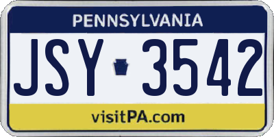 PA license plate JSY3542