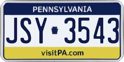 PA license plate JSY3543
