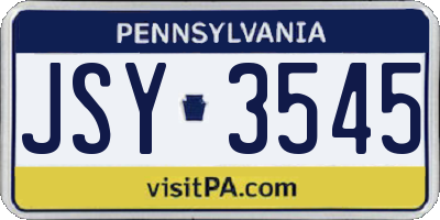 PA license plate JSY3545