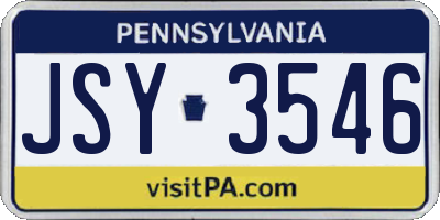PA license plate JSY3546