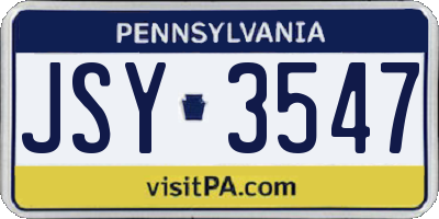 PA license plate JSY3547
