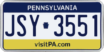 PA license plate JSY3551