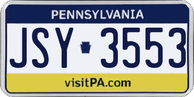 PA license plate JSY3553