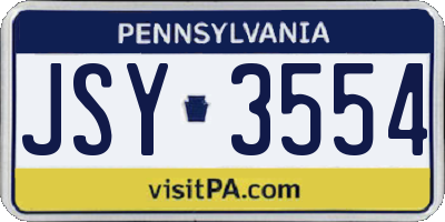 PA license plate JSY3554
