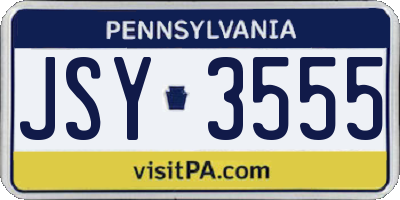 PA license plate JSY3555