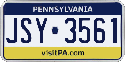 PA license plate JSY3561