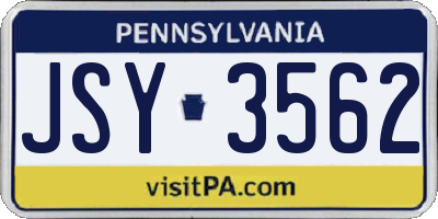 PA license plate JSY3562