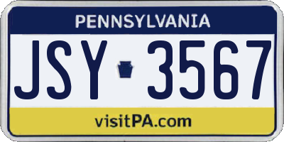 PA license plate JSY3567
